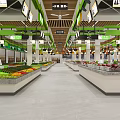 Supermarket Grocery Interior Featuring Fresh Fruits Vegetables Shelves And Well Lit Aisles
