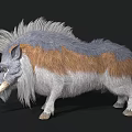 3D Rendered Fantasy Wild Boar With Gray Brown Fur And Long Tusks