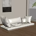 Minimalist Floor Sofa With Light Cushions Abstract Painting And Green Plant By Window