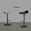 Stylish Modern Bar Stools In White And Black With Different Bases And Simple Background 3d model