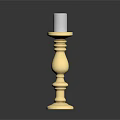 Shiny Elegant Golden Candlestick Holding White Candle On Black Surface