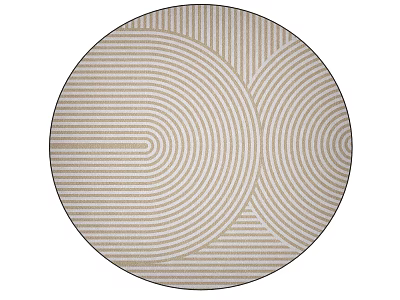 Modern Round Carpet With Beige And White Wavy Stripes Design 3d model