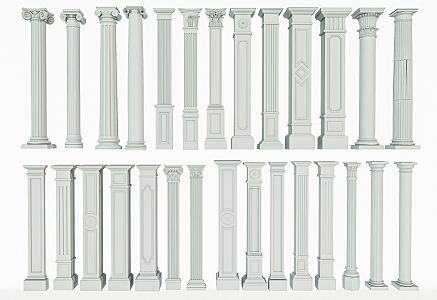 European Roman Column Square Column Round Column Decorative Column Gypsum Column 3d model