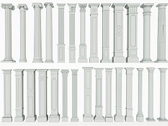 European Roman Column Square Column Round Column Decorative Column Gypsum Column 3d model