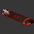 Stylish Daily Use Skateboard With Red Flame Pattern Red Wheels And Decorative Design