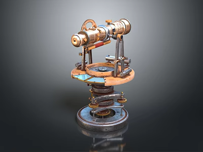 Vintage Brass Measuring Instrument With Precision Dials And Telescope For Home Decoration 3d model