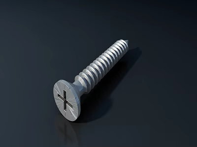 Silver Cross Slot Screw For Hardware Tools And DIY Projects On Dark Background 3d model