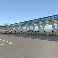 Gas Station With Solar Panel Roofs Fuel Storage Tanks And Vehicle Parking Area