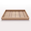 Wooden Tray With Striped Design And Handles For Household Daily Use