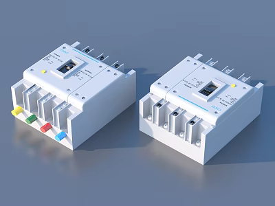 White Household Circuit Breakers With Multiple Terminals And Colorful Buttons For Home Safety 3d model