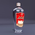 Wuliangye Baijiu Bottle And Wine Glass With Red Traditional Label Transparent Design