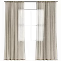 Light Brown Linen Window Curtains With Sheer Panels For Home Decoration
