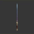 Fantasy Sword With Blue To Purple Gradient Blade Golden Guard Purple Gem And Red Handle
