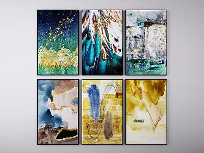 Colorful Abstract Paintings Collection With Diverse Artistic Styles And Vibrant Hues 3d model