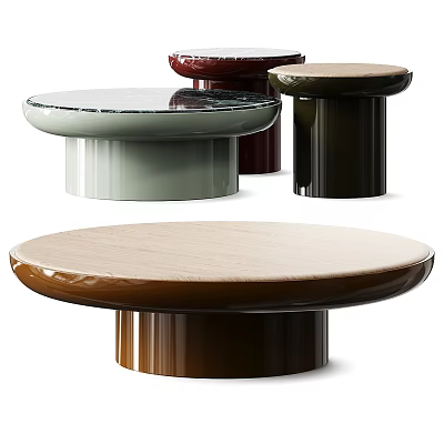 Modern Round Teatable Collection With Diverse Colors And Smooth Glossy Surfaces 3d model