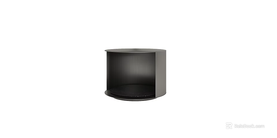 Black Semicircular Coffee Table with Wooden Finish for Modern Living Room Decor 3d model 