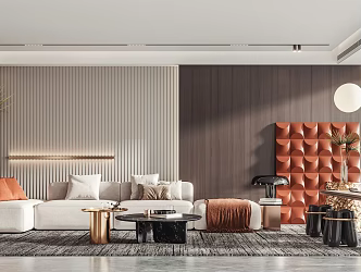 modern living room villa living room 3d model