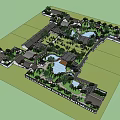 Garden Landscape Design With Traditional Chinese Courtyard Layout Ponds Trees And Buildings