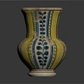 Handcrafted Ceramic Jug With Decorative Handle Colorful Stripes And Geometric Patterns 3d model