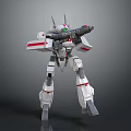 Detailed Mecha Robot Character With Silver Red Armor And Mechanical Weapon Design 3d model