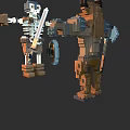 Pixelated Game Characters Skeleton Warrior With Sword Shield And Armored Figure 3d model