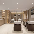 Elegant Modern Bathroom Interior With Double Sinks Mirrors Lighting And Cabinets 3d model