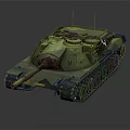 Armored Military Green Camouflage Tank With Turret Gun Barrel Tracks And Antenna