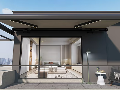 Modern Home Balcony Design With Sliding Glass Doors Natural Light And City View 3d model