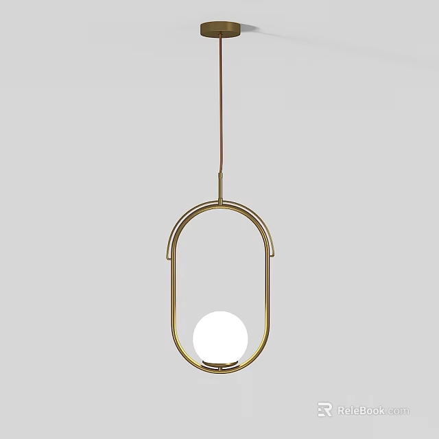 Elegant Modern Chandelier With Gold Oval Frame And Circular Light Bulb 3d model