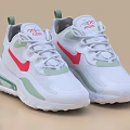 White Sporty Sneakers With Red Green Accents Mesh Upper And Cushioned Sole Design