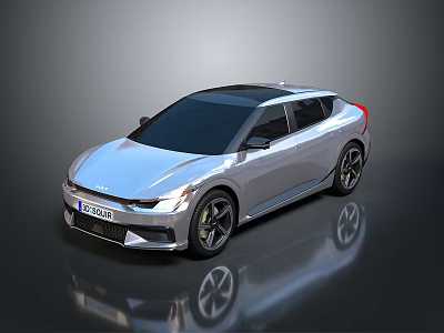 Silver Modern Sporty Car With Black Roof Sleek Lines And Stylish Wheels 3d model