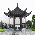 Chinese-style pavilion, hexagonal pavilion, pavilion, landscape pavilion, Soviet-style garden, courtyard landscape, landscape sketch 3d model