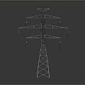 White High Voltage Tower Sculpture With Intricate Structure And Reflections On Black Background