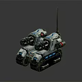 Futuristic Sci Fi Tank With Dual Cannons Blue Lights And Antenna Design