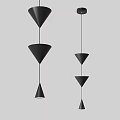 Multiple Hanging Modern Black Cone Shaped Pendant Lights For Interior Design 3d model