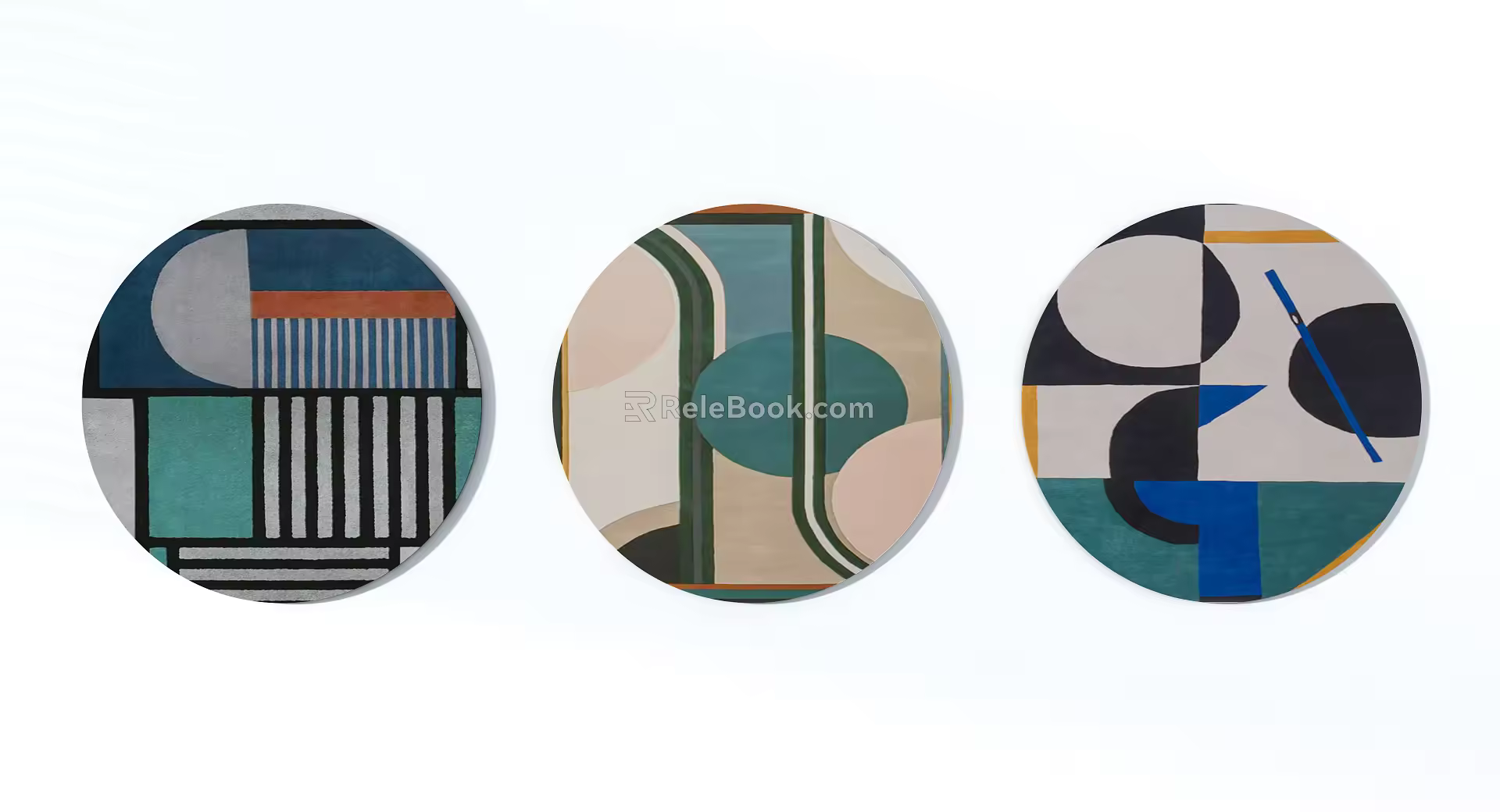 Modern Round Carpet Blue Green brown Geometric Pattern Round Carpet Combination 3d model