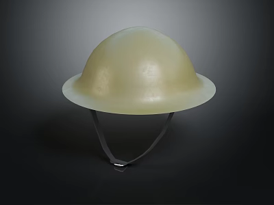 Light Beige Dome Shaped Hat With Wide Brim Smooth Material And Strap 3d model