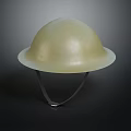 Light Beige Dome Shaped Hat With Wide Brim Smooth Material And Strap 3d model