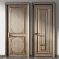 Modern Hinged Doors Featuring Elegant Decorative Panels And Crafted Details For Home 3d model