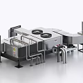 Industrial Equipment System With Cooling Towers Connected Pipes And Ventilation Units