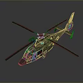 Detailed Scale Military Helicopter Model With Green Exterior And Main Rotors