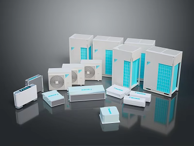 Sleek White And Blue Computer Hardware Units With Modular Cases And Components 3d model