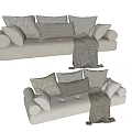 Cozy Modern Sectional Sofa With Textured Pillows And Soft Throw Blanket 3d model