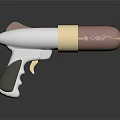 Futuristic Silver And Gold Gun Shaped Weapon With Transparent Container