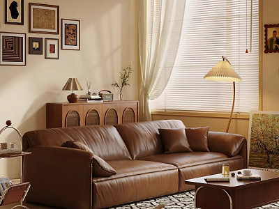 Middle Ancient Style Living Room Single Sofa Coffee Table Side Table Corner Table Side Cabinet Hanging Picture Floor Lamp Carpet Curtain Ornaments 3d model