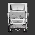 White Box Truck With Green Rims On Reflective Black Surface Design 3d model