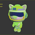 Cute Cartoon Cat Game Movie Character With Helmet Goggles And Headphones