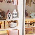 Children's Room Wardrobe Scene Clothing Decoration Children's Clothing Doll Toy Doll Pink Muppet Soft Light Nordic Style Bedroom 3d model