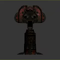 Vintage Rusted Industrial Machine With Drill Head Red Components And Metal Base