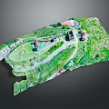 Lush Green Natural Landscape With Grassy Areas Trees Vegetation Pathways And Circular Field